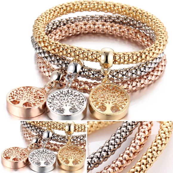 NWT! Bohemian “Tree of Life” bracelets In 3 metal tones - Picture 3 of 10
